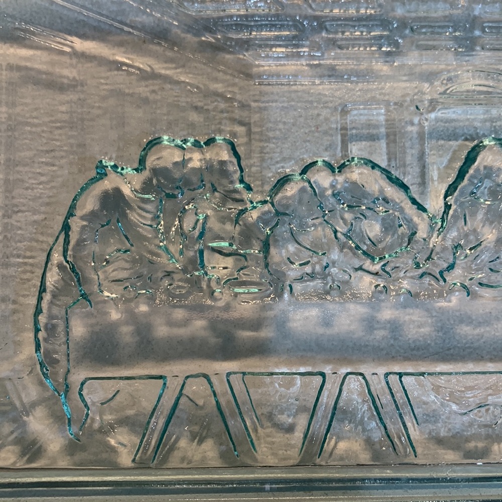 Tiara Glass Plate Blue Last Supper - Picture 2 of 13